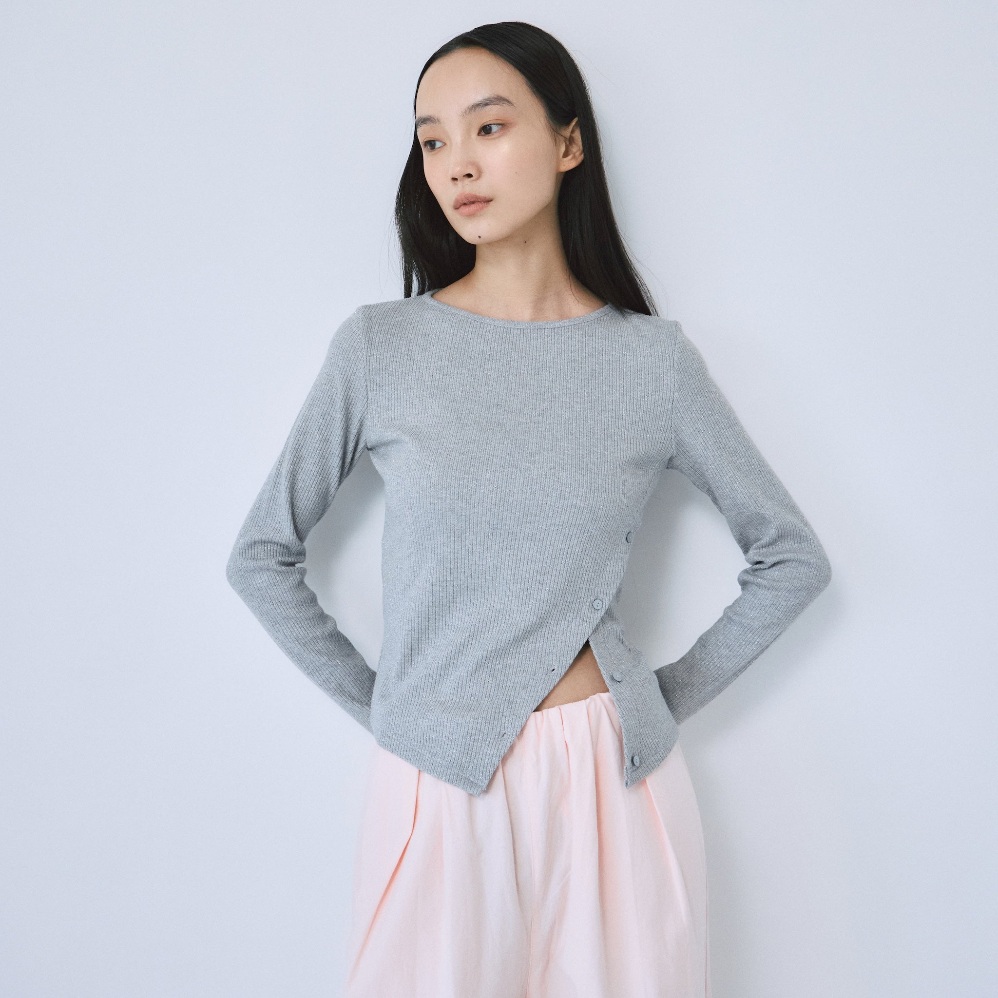 Glitter Rib Asymmetrical Top