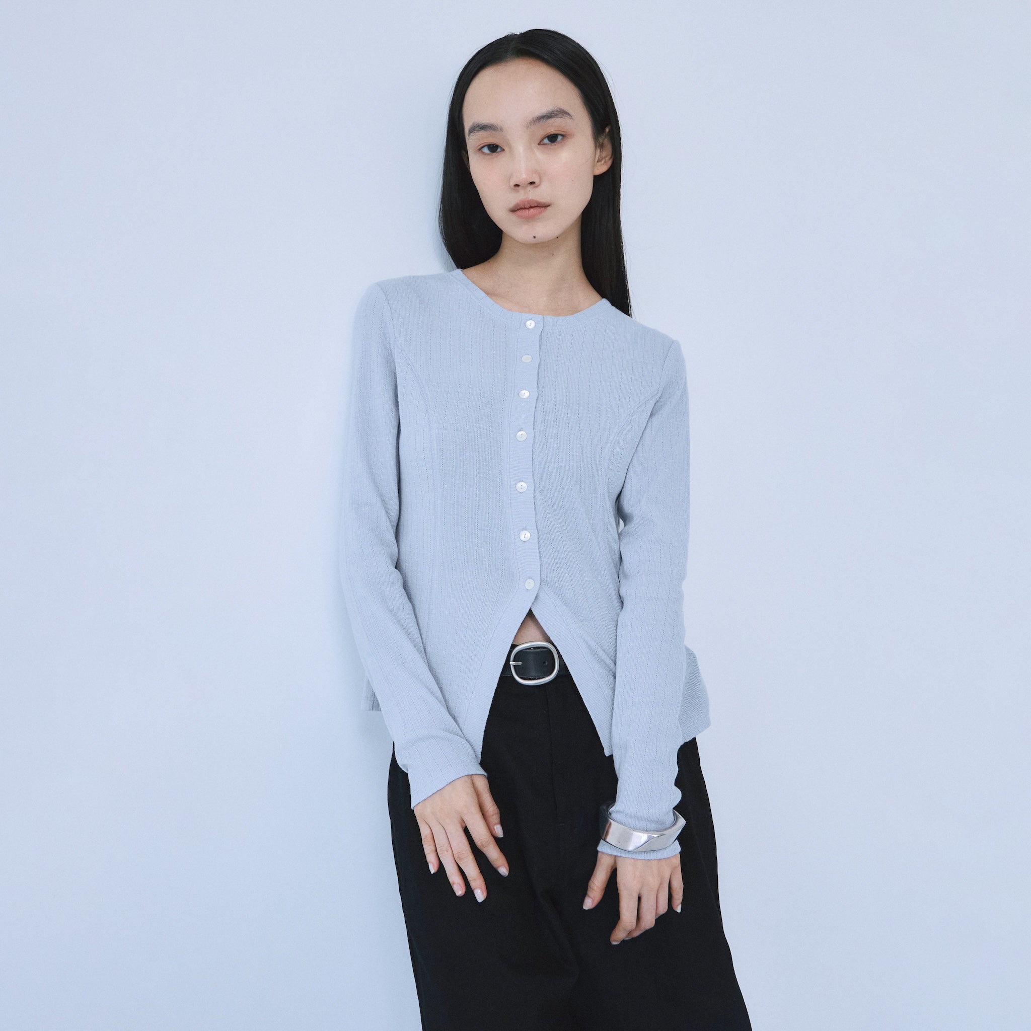 Ladder RIB Shape Cut Cardigan