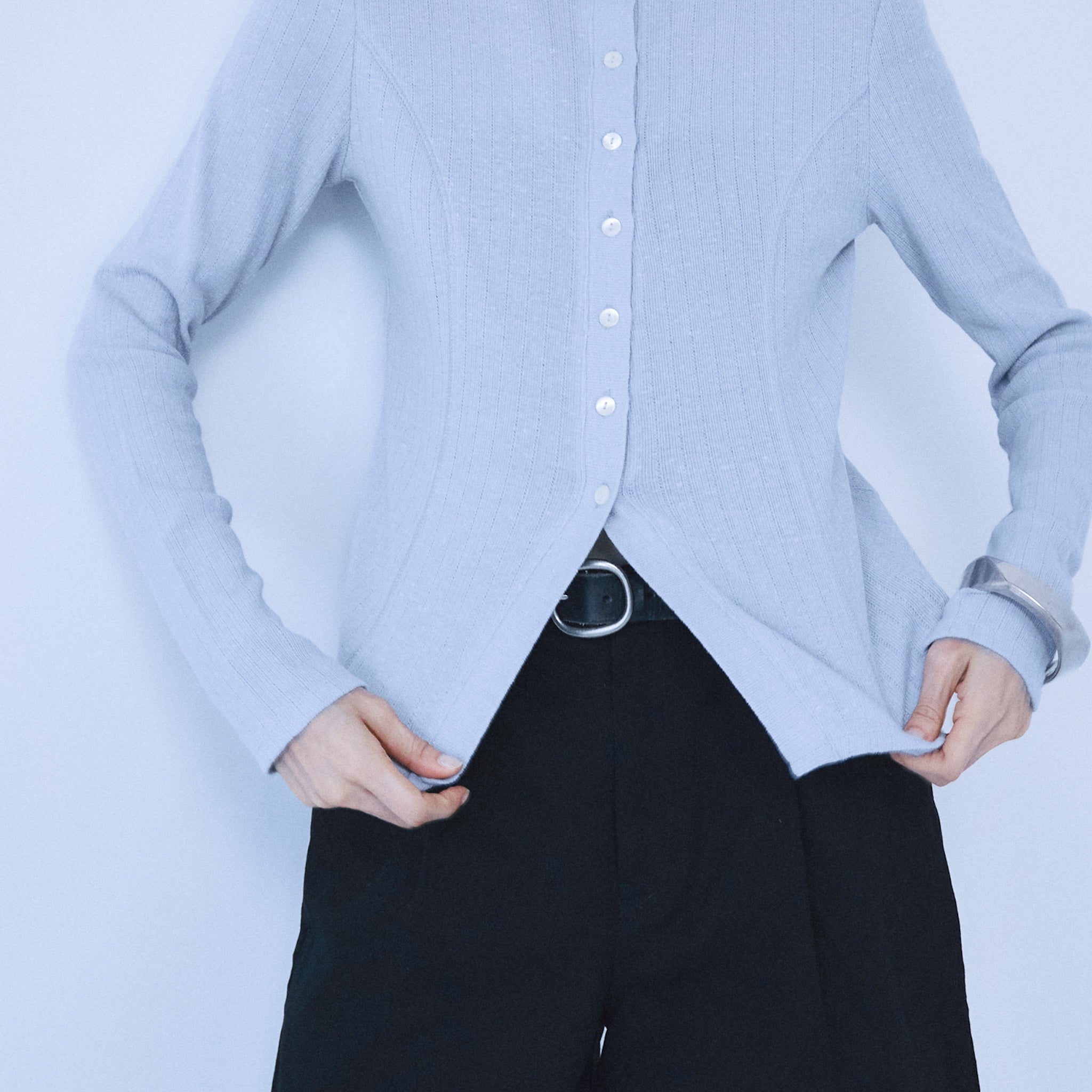 Ladder RIB Shape Cut Cardigan