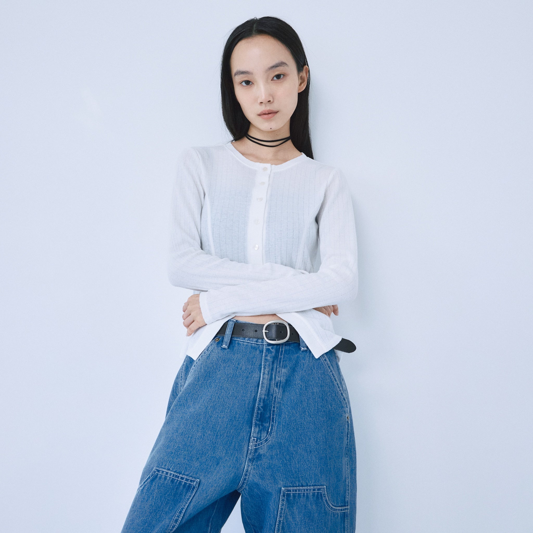 Ladder RIB Shape Cut Cardigan