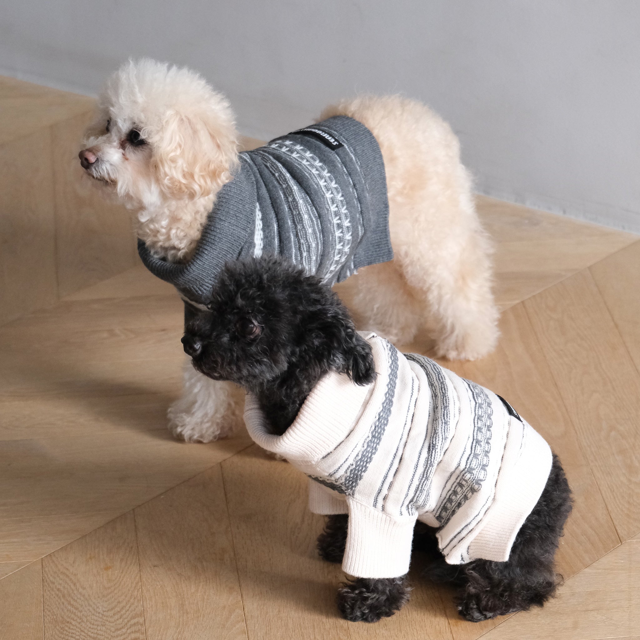 Jacquard knit zip high neck (DOG)