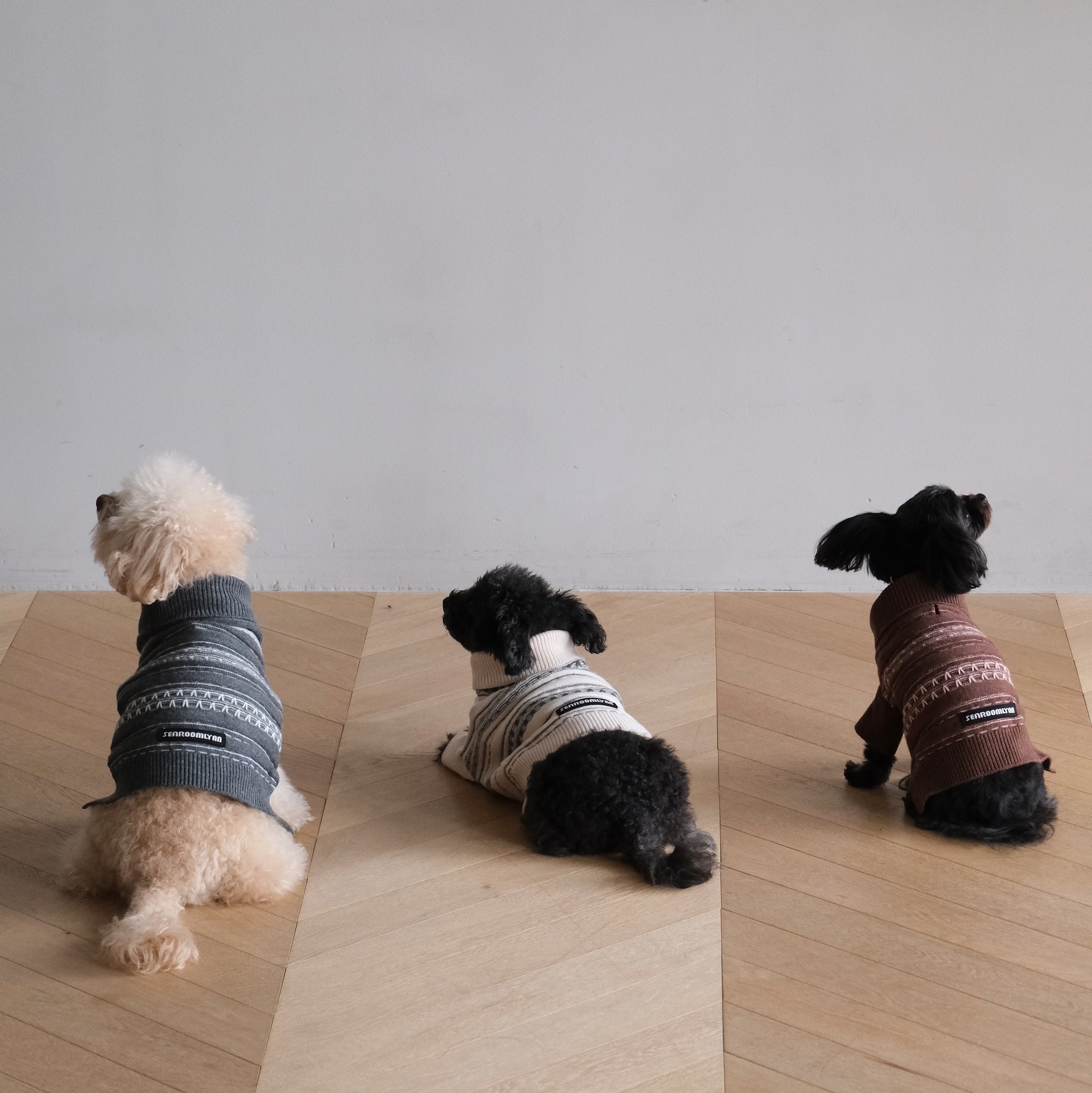 Jacquard knit zip high neck (DOG)