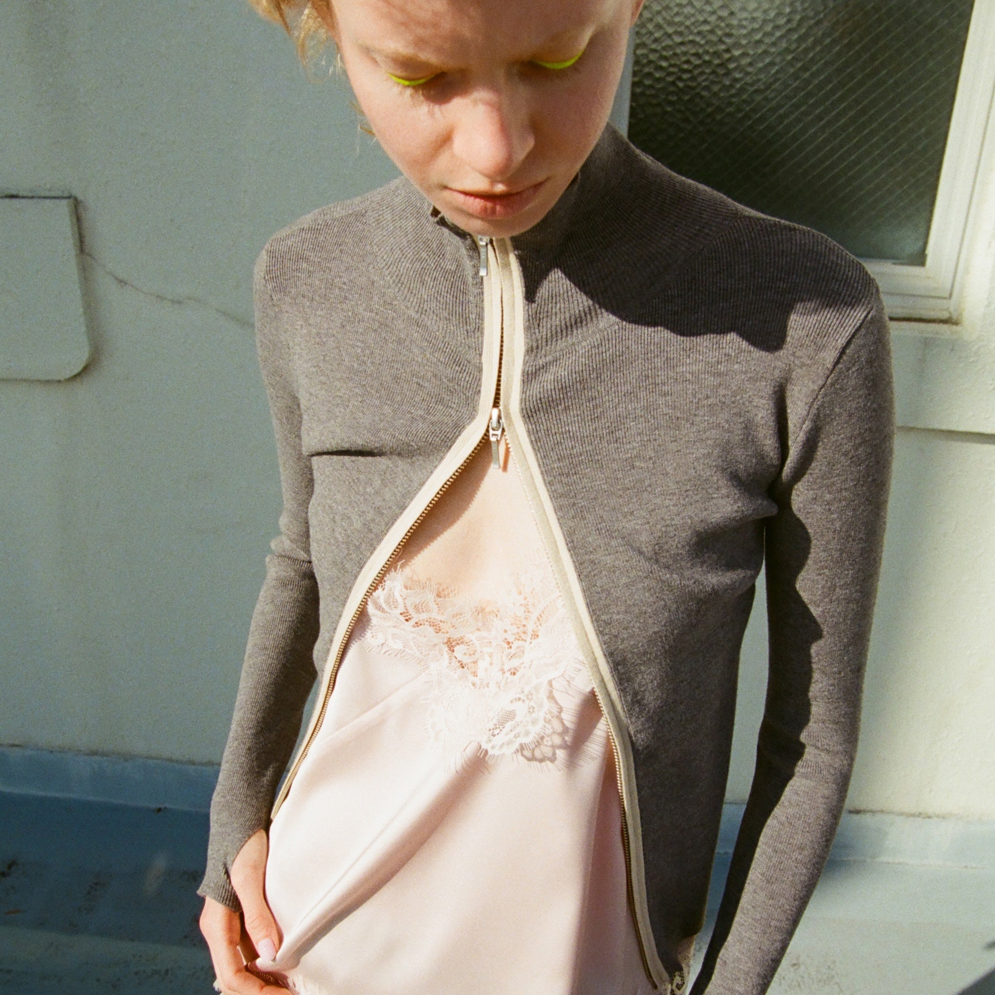 Double Zip Bicolor Top