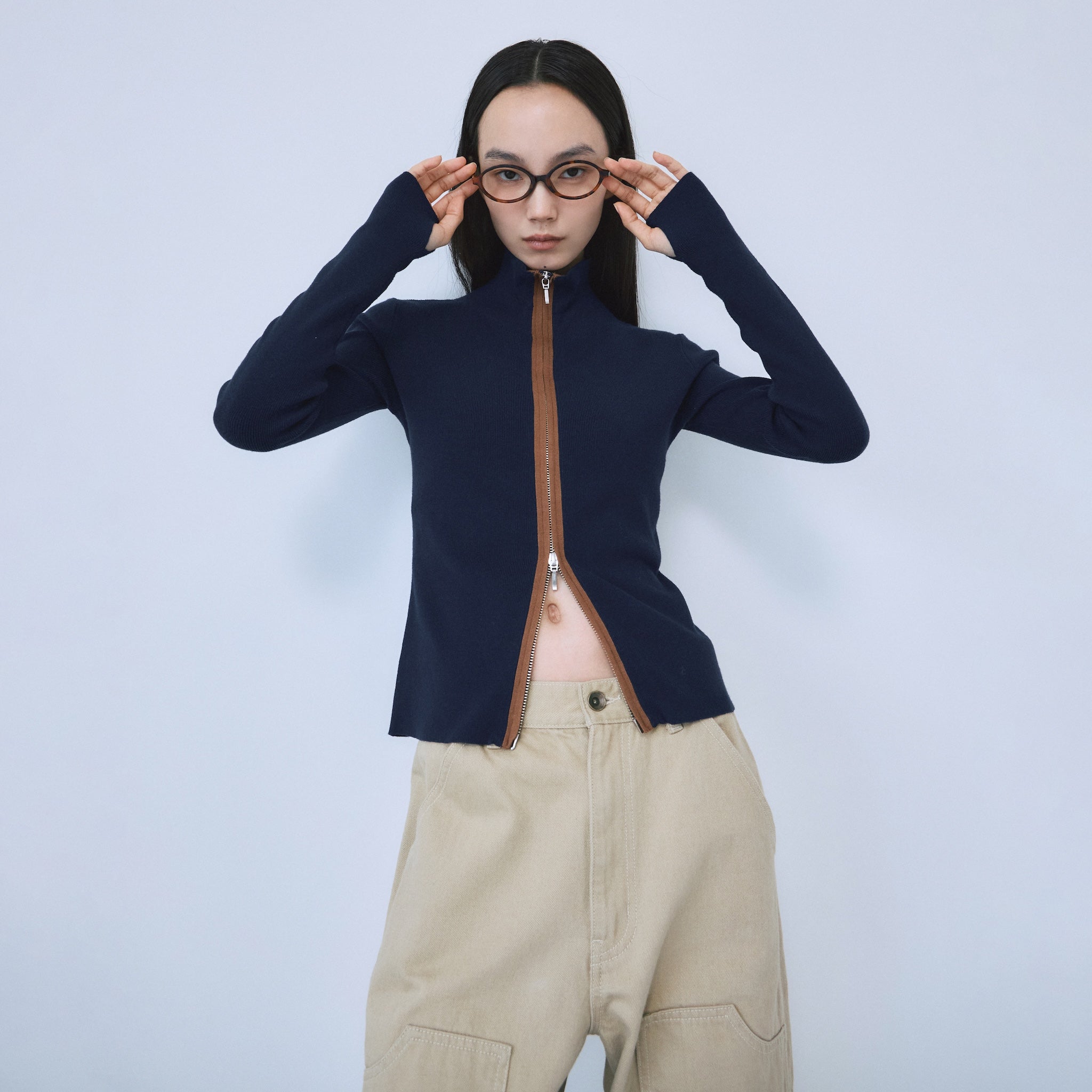 Double Zip Bicolor Top