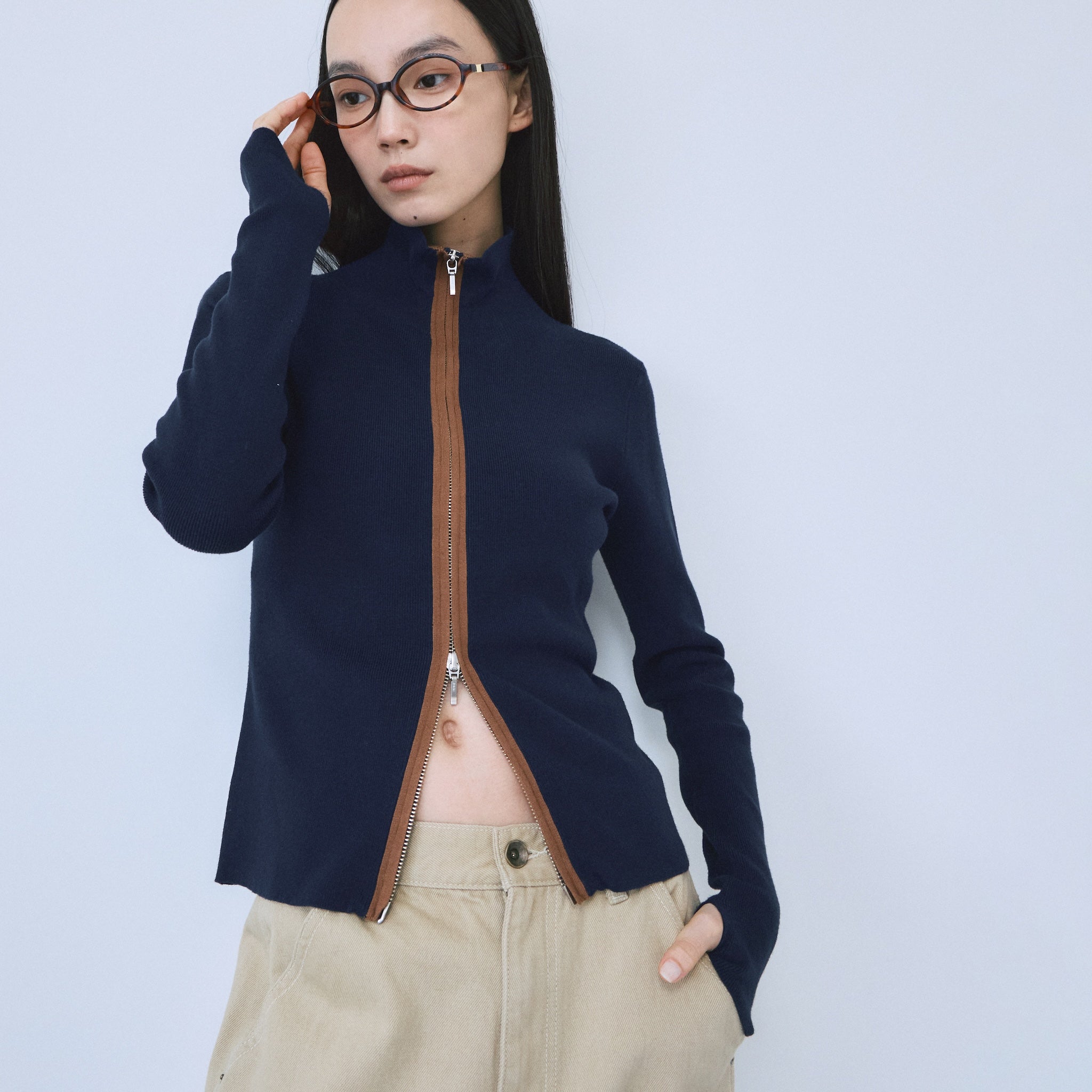 Double Zip Bicolor Top