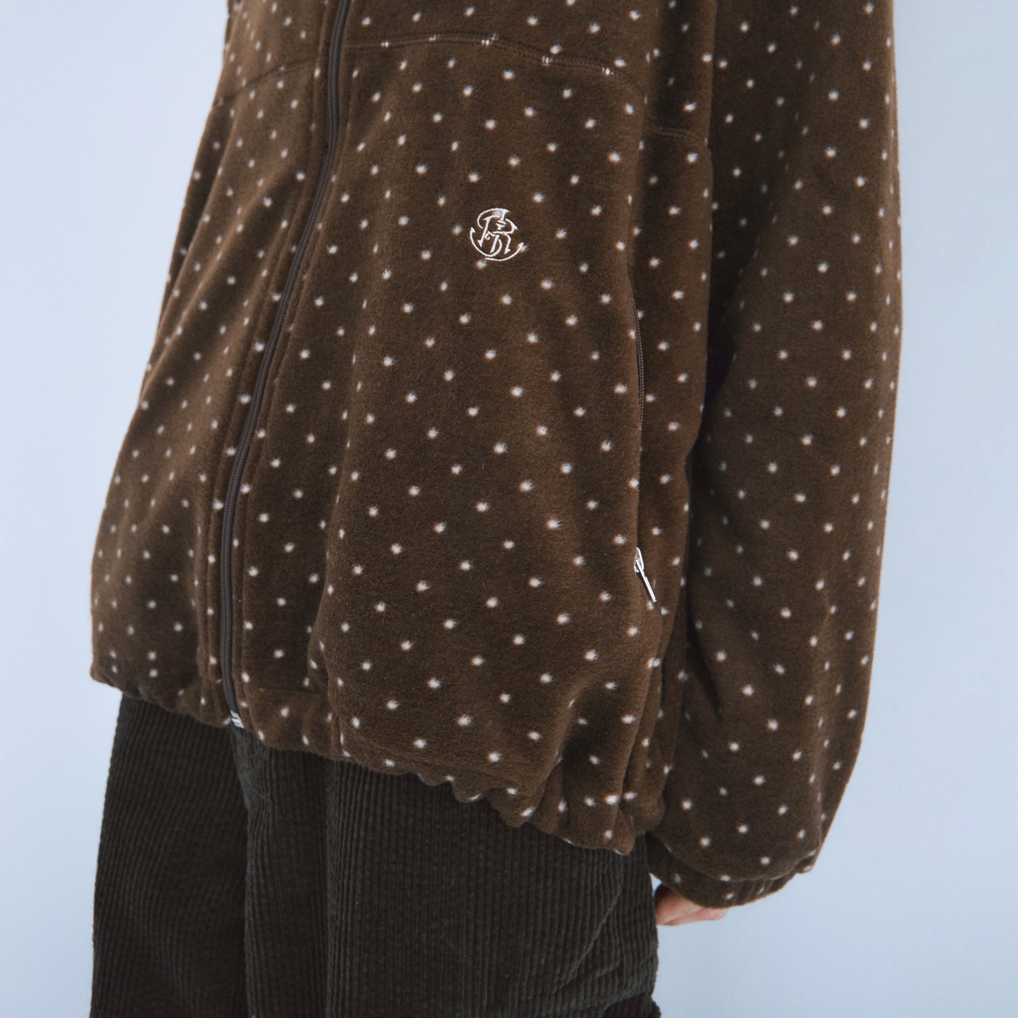 Cozy Fleece Dot Zip Hoodie