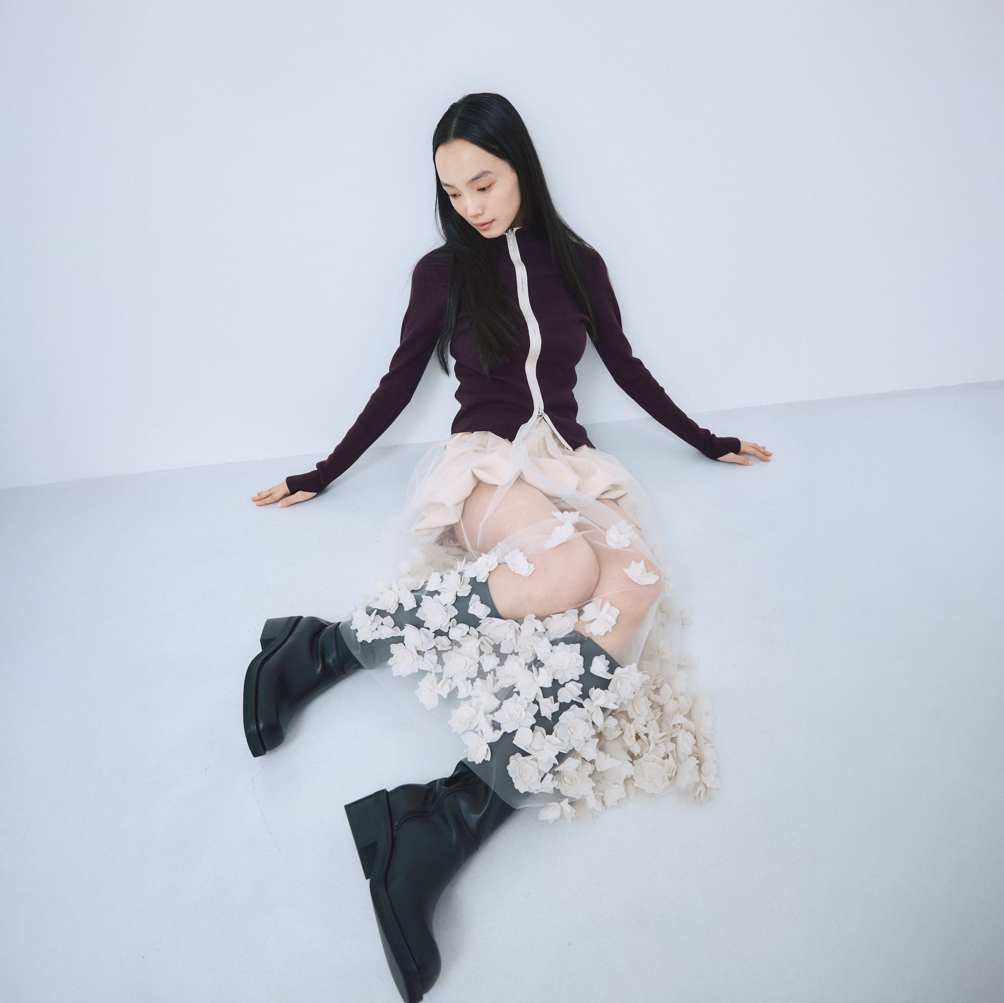 Tulle flowerオーバースカート