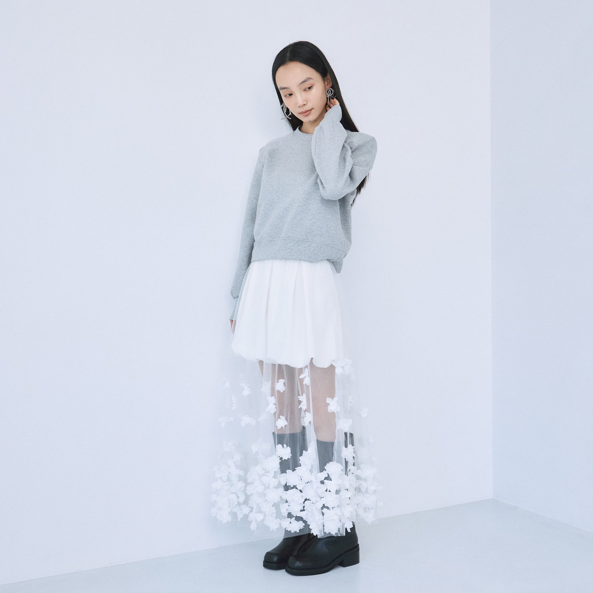 Tulle flowerオーバースカート