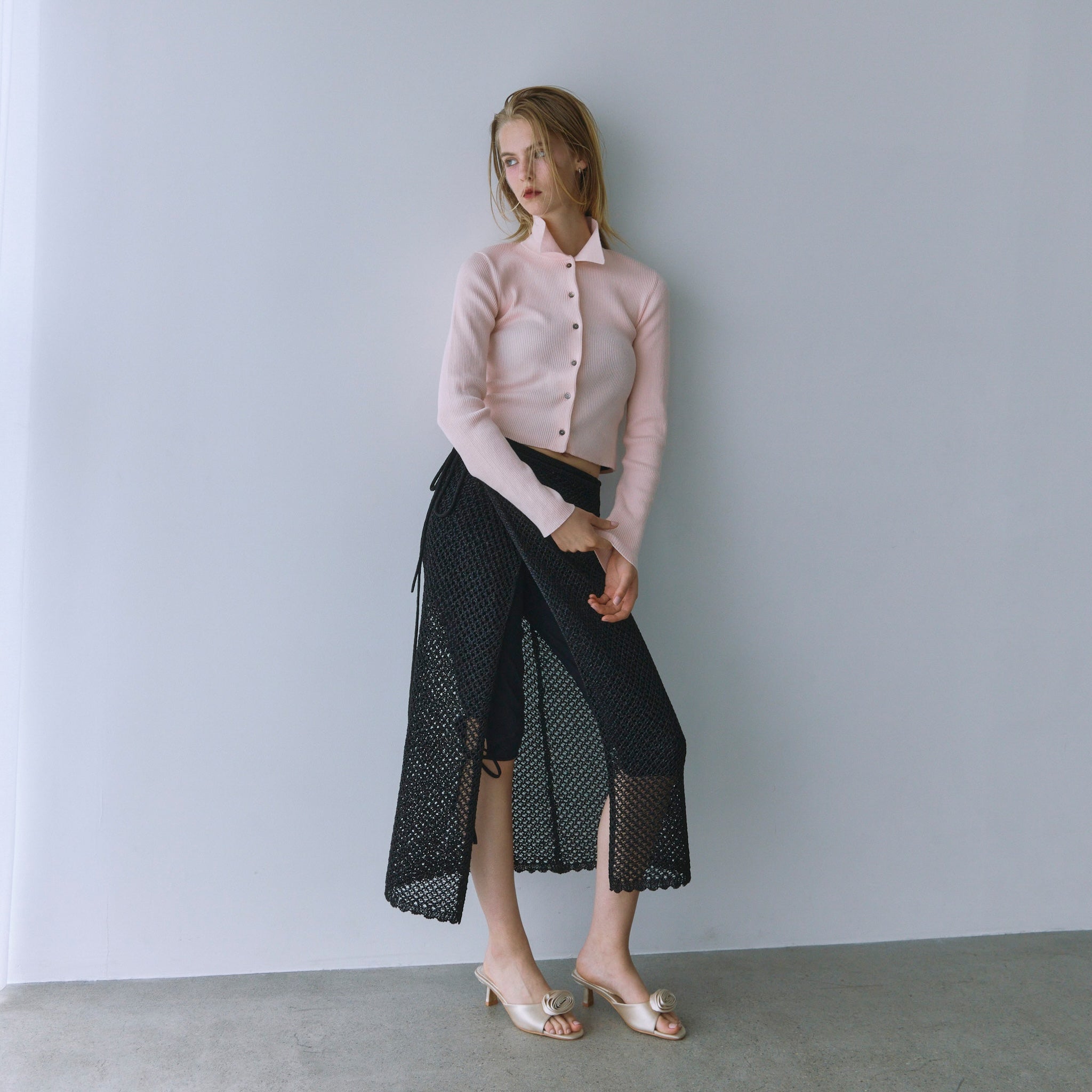 Straw Yarn Mesh Layered Skirt