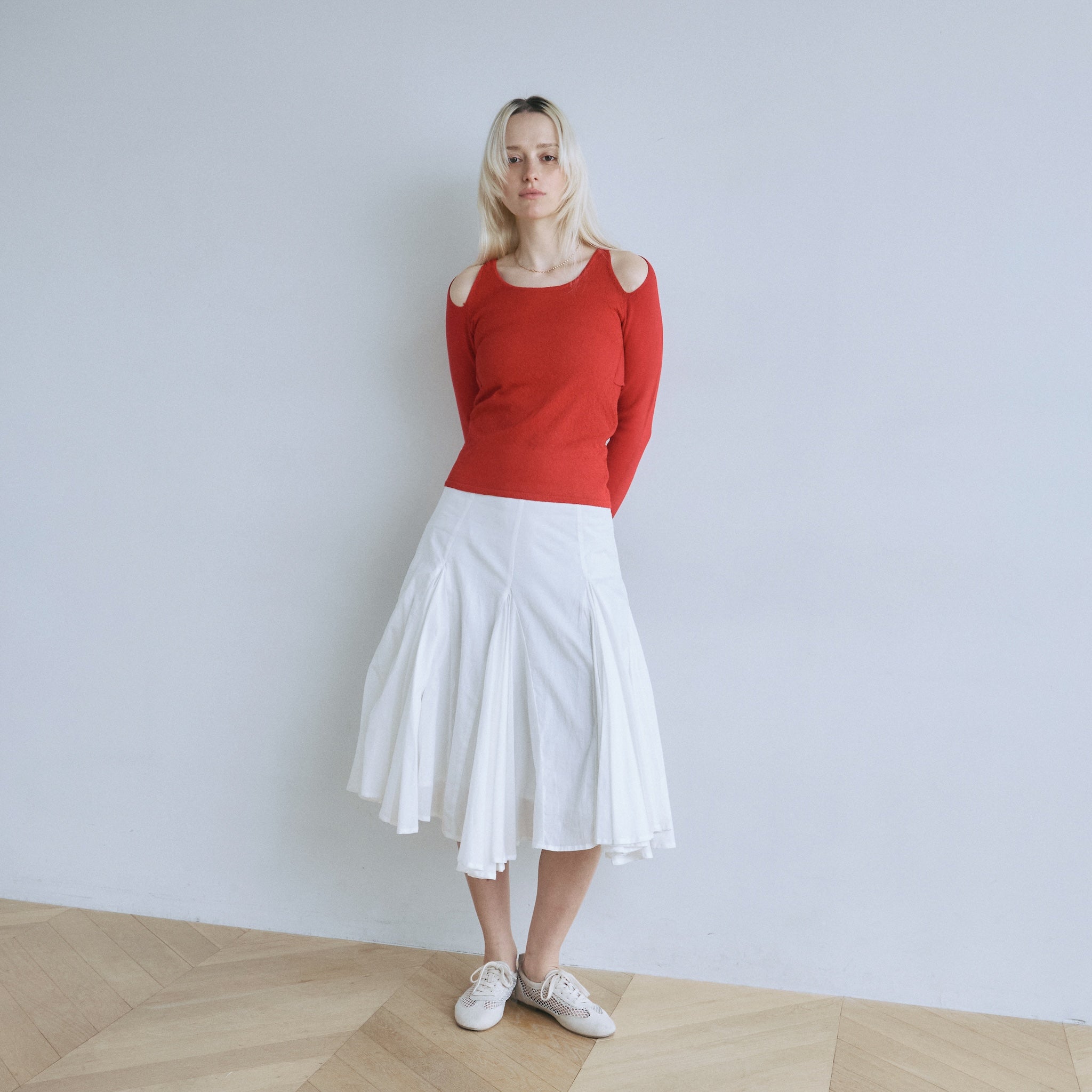 C/voile flared midi skirt