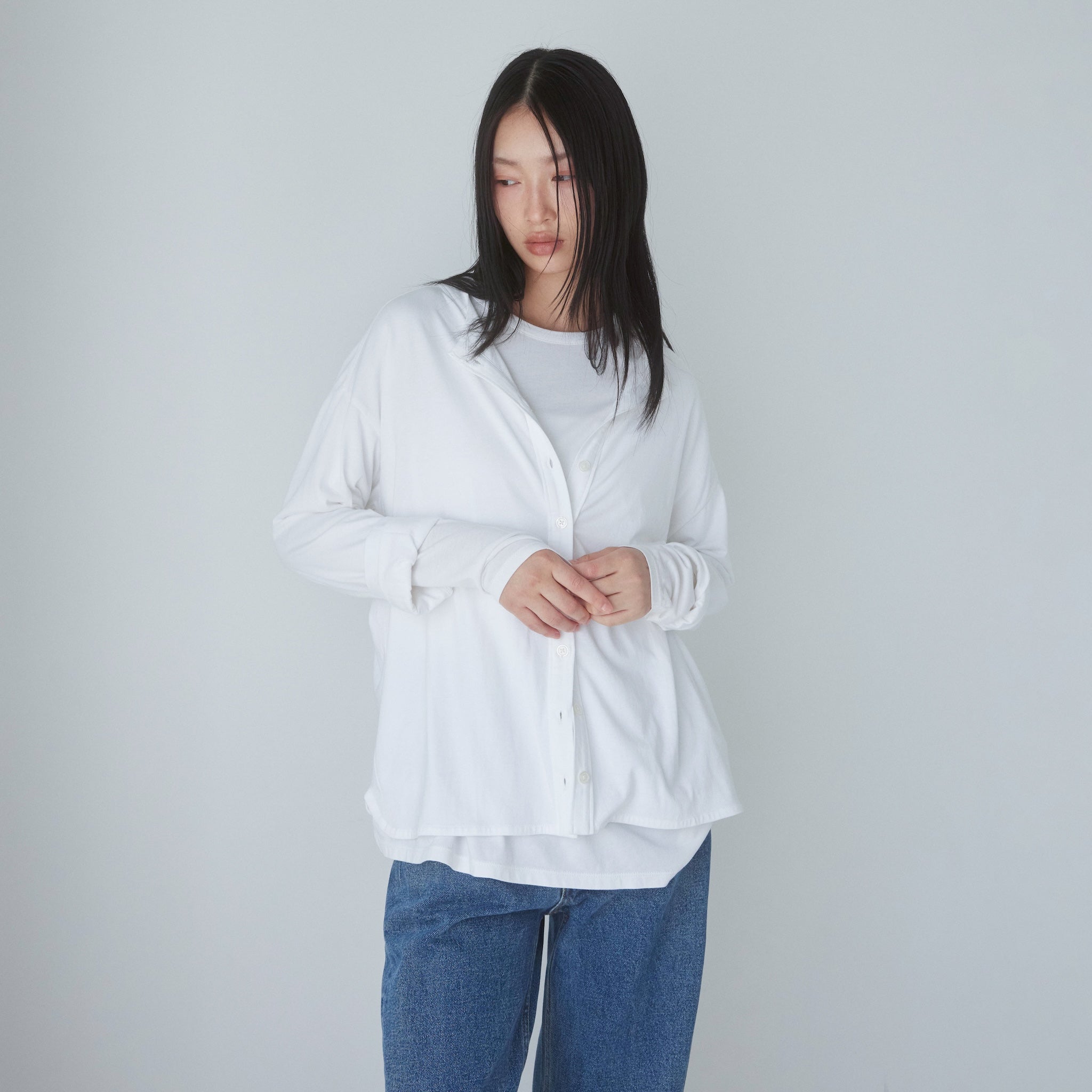 Cotton/silkモイストタッチカーディガン