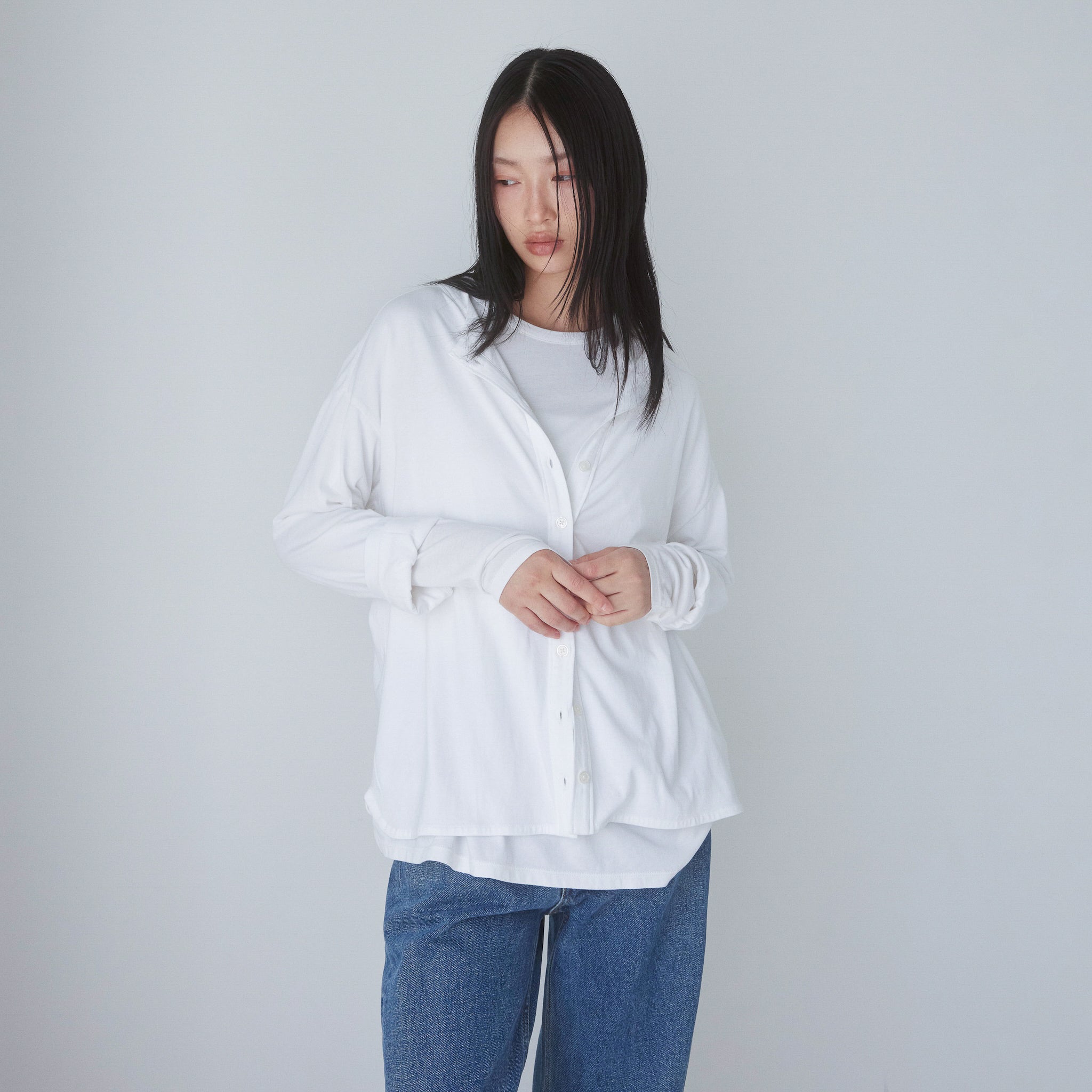 Cotton/silkモイストタッチカーディガン