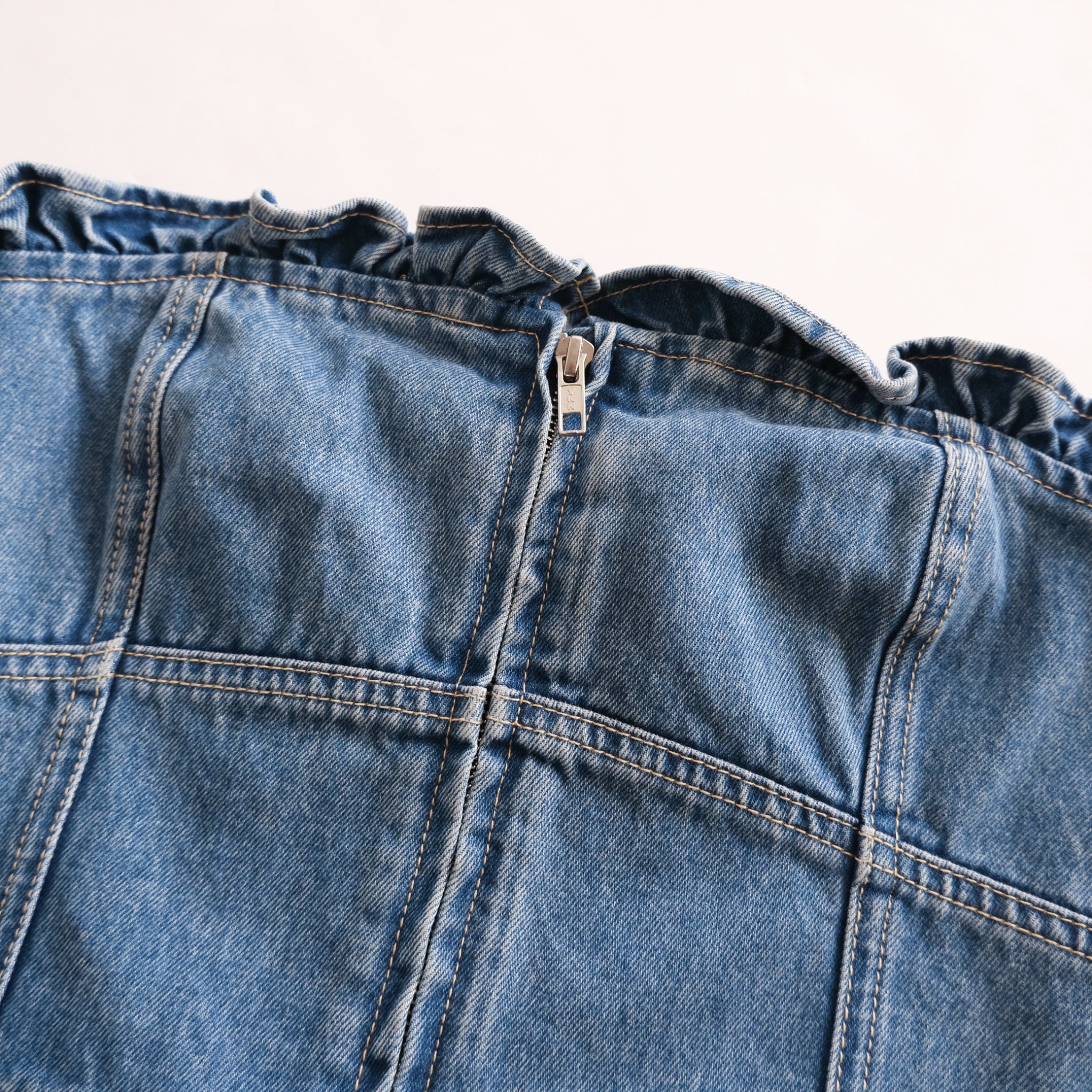 Denim frill bustier