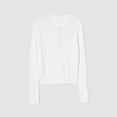 Henley Neck Ribbed Knit Pullover