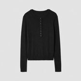 Henley Neck Ribbed Knit Pullover