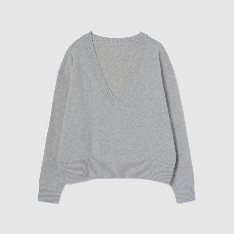 Merino Wool V-neck Knit Top