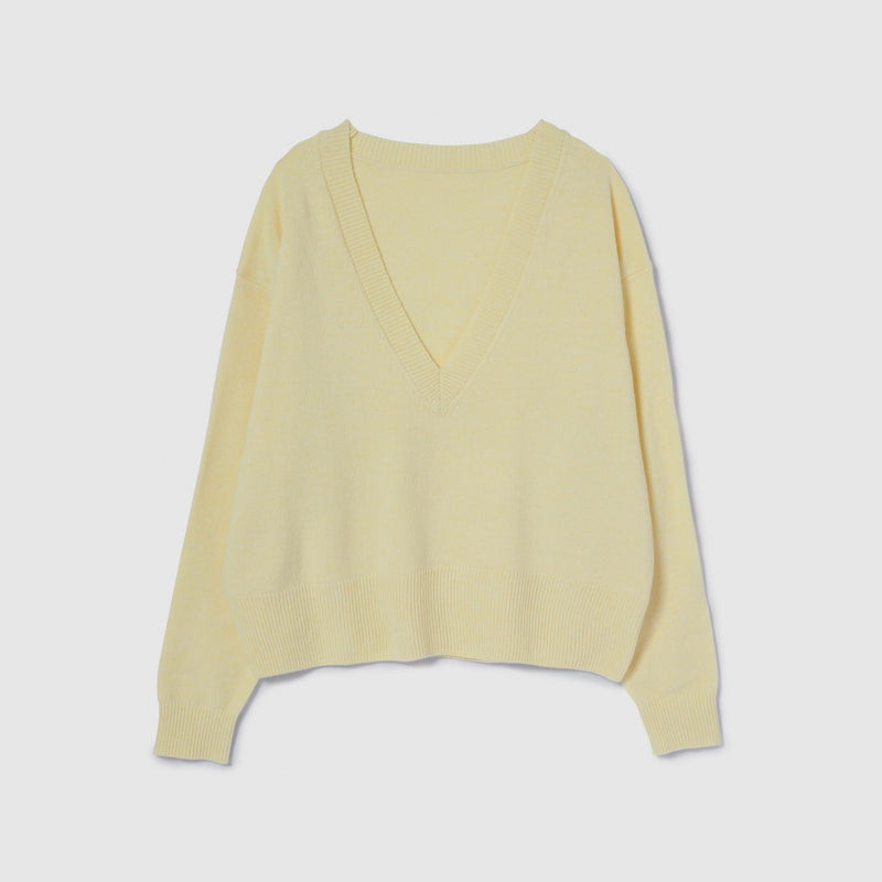 Merino Wool V-neck Knit Top