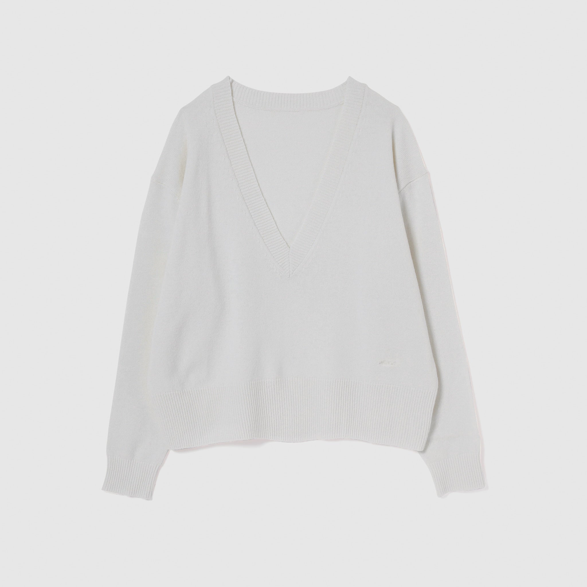 Merino Wool V-neck Knit Top