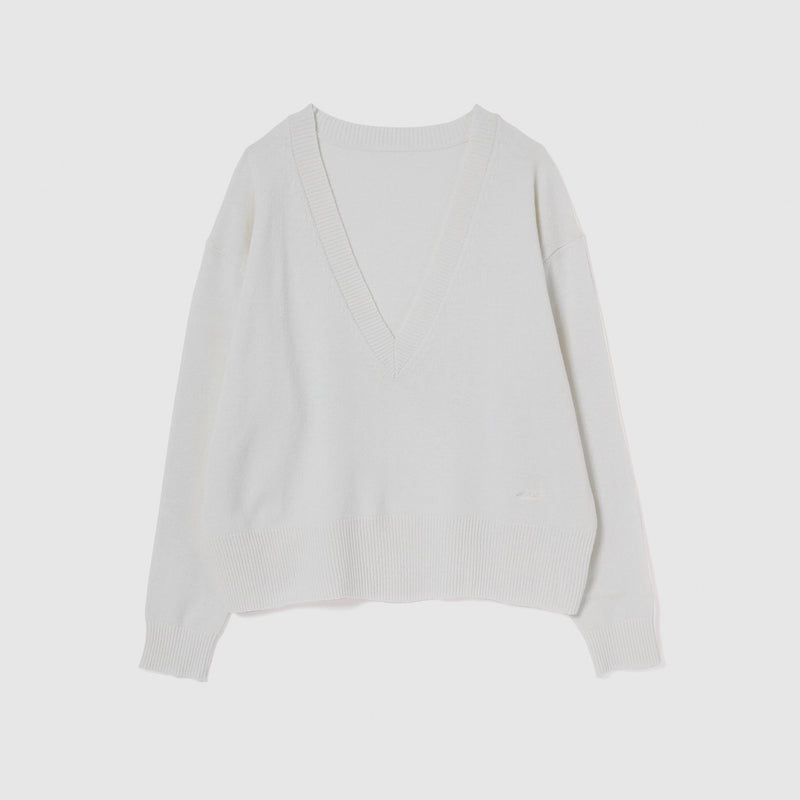 Merino Wool V-neck Knit Top
