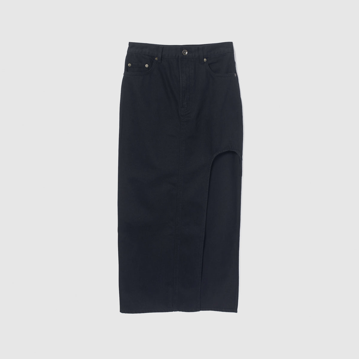 Curve-cut Denim Long Skirt