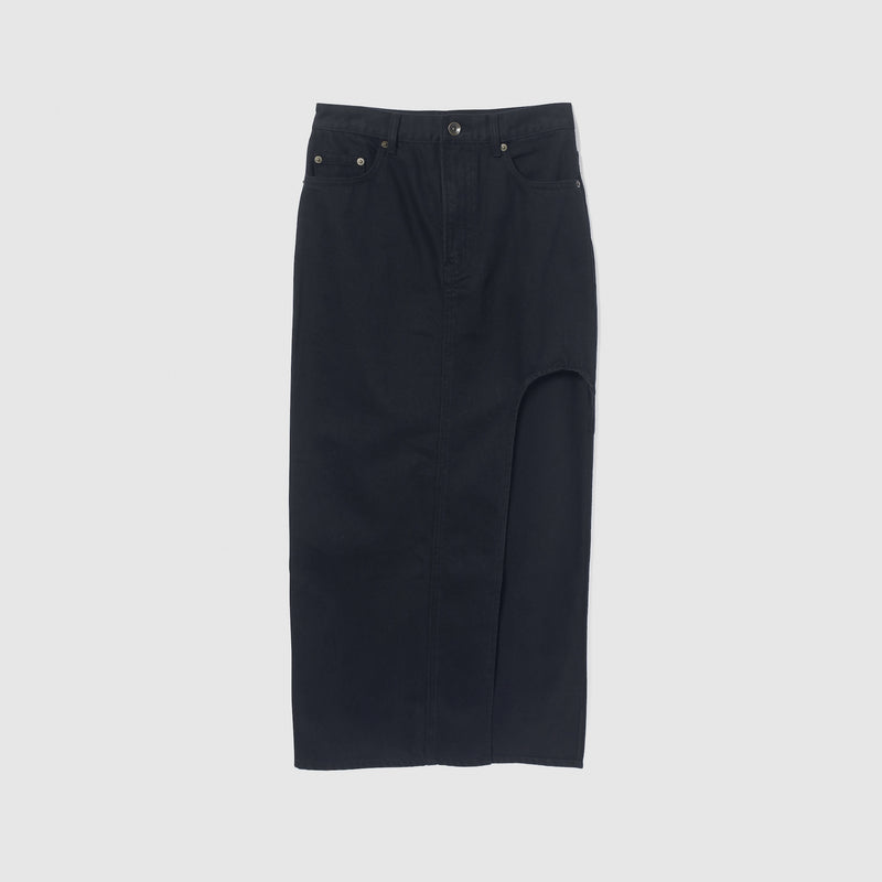 Curve-cut Denim Long Skirt