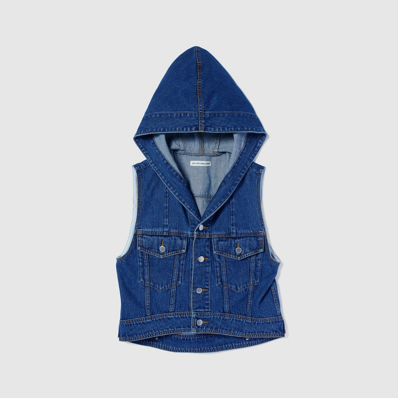 セーラーHoodieクロップドデニムベスト