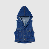 セーラーHoodieクロップドデニムベスト