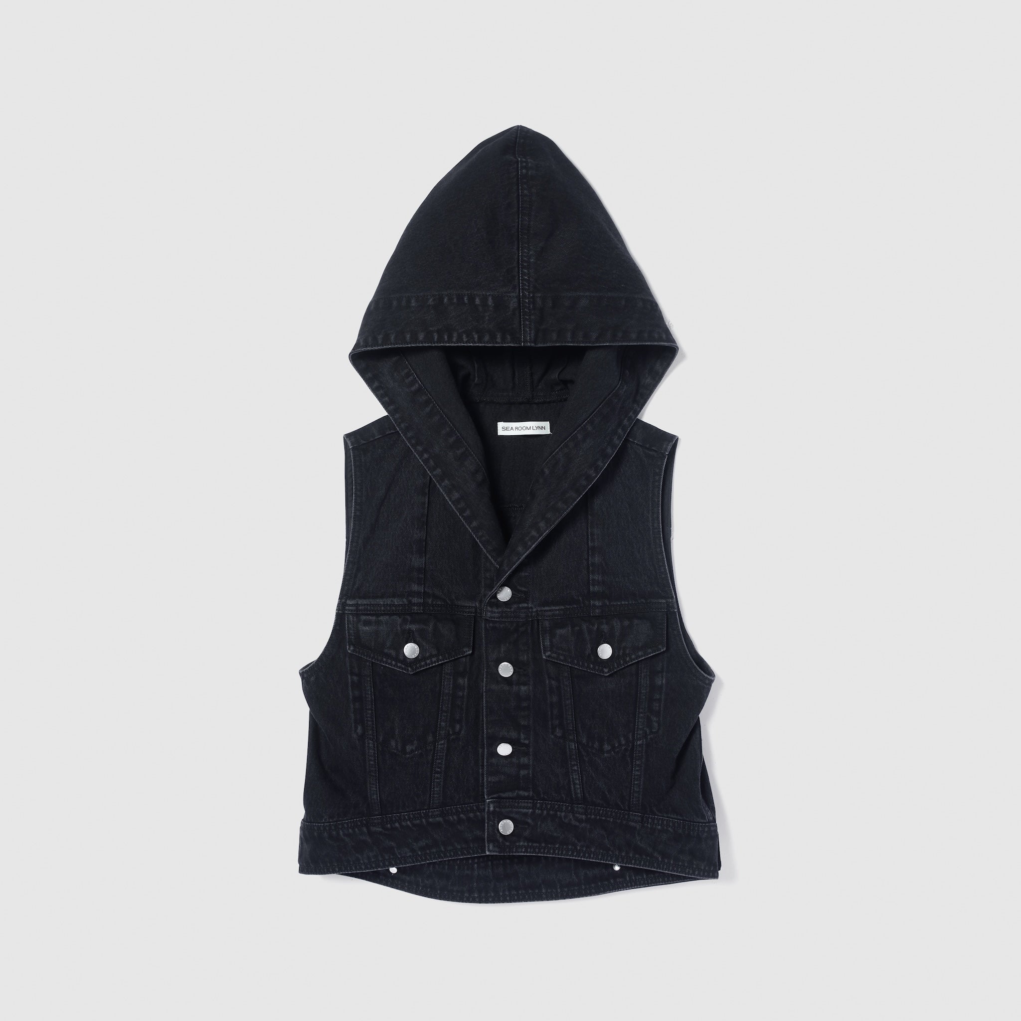 セーラーHoodieクロップドデニムベスト