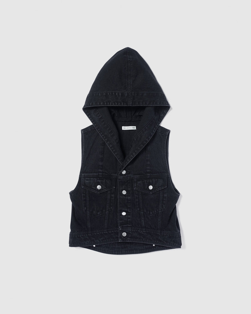 セーラーHoodieクロップドデニムベスト